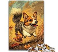 Puzzle per adulti 1000 pezzi Happy Corgi, gioco stimolante e decorazione da parete per famiglie, regali unici per compleanno e Natale, 26x38cm