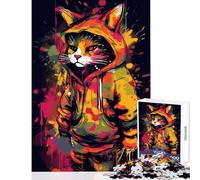 Puzzle per adulti 1000 pezzi Hip Hop Kitty Toy Decorazione da parete Regali di compleanno Gioco impossibile Difficile e sfida Dimensioni 38x52cm