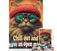 Puzzle per adulti 1000 pezzi Hippie Chill Cat Giocattoli antistress Regali di compleanno Giochi educativi Decompressione intellettuale Dimensioni 50x75cm