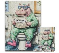 Puzzle per adulti, 1000 pezzi, Hippo Go Toilet, gioco interattivo per famiglie, sfida mentale, giocattolo educativo 26X38CM/10,23x14,96 pollici