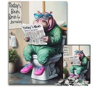 Puzzle per adulti 1000 pezzi Hippo Go Toilet Puzzle in legno per adulti Attività da fare a casa per feste, compleanni e serate di giochi in famiglia 50x75CM/19,68x29,52 pollici
