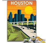 Puzzle per adulti 1000 pezzi Houston Texas Travel Art, per età 14 e oltre Ogni pezzo è unico - Gioco divertente e stimolante per tutta la famiglia Ottimo regalo 50x75cm