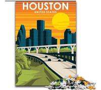 Puzzle per adulti 1000 pezzi Houston Texas Travel Art, per età 14 e oltre Ogni pezzo è unico - Gioco divertente e stimolante per tutta la famiglia Ottimo regalo 26x38cm