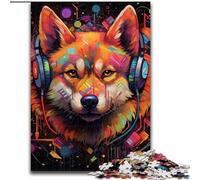 Puzzle per adulti 1000 pezzi Husky con cuffie Puzzle impossibili per adulti dimensioni 26x38cm Rompicapo e decorazione per la casa, regalo perfetto per le feste