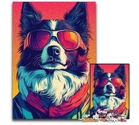Puzzle per adulti 1000 pezzi Husky con occhiali Puzzle in cartone per regali di decorazione per la casa, giocattolo stimolante per la famiglia Perfetto per le serate di gioco 26X38CM
