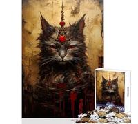 Puzzle per adulti 1000 pezzi Il gatto vintage Regina Dio Decorazione per la casa Giocattoli Opera d'arte Regalo Gioco impossibile Ogni pezzo è unico - Dimensioni 38x26cm