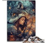 Puzzle per adulti 1000 pezzi Il lupo e la ragazza, gioco per famiglie antistress, sfida difficile, rafforza l'amore tra coppie dimensioni 50x75cm