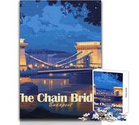 Puzzle per adulti 1000 pezzi Il Ponte delle Catene Budapest Illustrazione Giocattolo Gioco intellettuale Decorazione per la casa Regali di Babbo Natale segreto Dimensioni 50x75cm