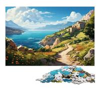 Puzzle per adulti 1000 pezzi Illustrazione colorata di una costa croata Puzzle Giocattoli Decorazioni per la casa e regali unici Adatto per adolescenti dai 14 anni in su 1000 pezzi (75x50 cm)