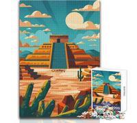 Puzzle per adulti 1000 pezzi Illustrazione della piramide azteca Teotihuacan Rompicapo Giochi per famiglie Vacanze a casa Idee regalo per ammazzare il tempo Dimensioni 38x26cm