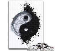 Puzzle per adulti 1000 pezzi in bianco e nero Yin e Yang, difficili da completare ma divertenti e umoristici, regalo di compleanno, regali, arte murale 26x38cm