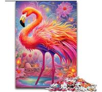 Puzzle per adulti 1000 pezzi in legno raffiguranti fenicotteri psichedelici, perfetti come regali di compleanno, Natale e Halloween, 50x75cm, per uomini e donne