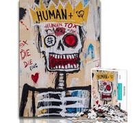 Puzzle per adulti 1000 pezzi in stile Basquiat, re scheletro, giochi educativi, decorazione per la casa, ideale come regalo per tutta la famiglia (75x50cm)