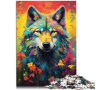 Puzzle per adulti, 1000 pezzi, in stile Wolf Art Series con poster coordinato e foglio quiz per adolescenti dai 14 anni in su, 26 x 38 cm