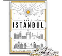 Puzzle per adulti 1000 pezzi Istanbul Turchia, impegnativo e difficile con pezzi completamente interconnessi di forma casuale 26x38cm