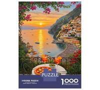 Puzzle Per Adulti 1000 Pezzi Italian Coast Dinner with Sunset View Puzzle Per Adulti Gioco Rompicapo Analisi E Logica Attività Divertenti A Casa 70x50cm/1000pcs