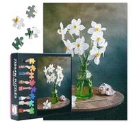 Puzzle per adulti, 1000 pezzi, Jigsaw, puzzle da 1000 pezzi, fiori bianchi, giochi di puzzle per donne decorazione della casa, regalo dimensioni 70 x 50 cm