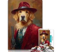 Puzzle per adulti 1000 pezzi Killer Golden Retriever puzzle educativo ideale come regalo per tutta la famiglia 26x38cm