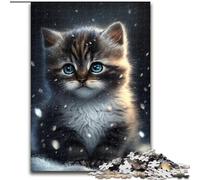 Puzzle per adulti 1000 pezzi "Kitten in The Snow" in legno regalo perfetto per genitori amanti amici - età 14+ 50x75cm festa di compleanno per uomini e donne