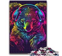 Puzzle per adulti 1000 pezzi Koala con cuffie e occhiali da sole per bambini dai 14 anni in su Gioco pratico Regalo di Natale 50x75cm