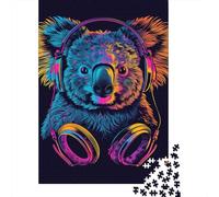 Puzzle per adulti 1000 pezzi Koala con cuffie e occhiali da sole Puzzle di carta per adulti Giochi di puzzle sostenibili Regali di Halloween 1000 pezzi (38x26 cm)