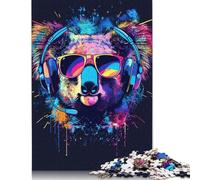 Puzzle per adulti 1000 pezzi Koala con cuffie e occhiali da sole Puzzle in legno per adulti e adolescenti Decorazione per la casa Puzzle giocattoli 1000 pezzi (75x50 cm)