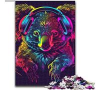 Puzzle per adulti,1000 pezzi Koala con cuffie e occhiali da sole. Puzzle per adulti da 1000 pezzi,gioco interattivo per famiglie,decorazione fai da te per la casa,rompicapo stimolante (26x38cm).