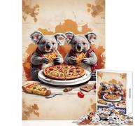 Puzzle per adulti 1000 pezzi Koala gemelli che mangiano pizza Giocattoli antistress Regali per donne Uomini Gioco impossibile Attività divertenti a casa Dimensioni 38x52cm