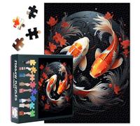 Puzzle per adulti 1000 pezzi Koi Pesce Puzzle 1000 pezzi Yin Yang Pesce Animali Puzzle Sfidante Giochi per Donne Decorazione Domestica Dimensioni 70 x 50 cm