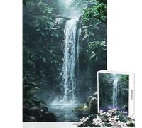 Puzzle per adulti 1000 pezzi "La cascata nella giungla",giocattolo,decorazione da parete,regalo di compleanno,gioco pratico con pezzi completamente interconnessi di forma casuale,dimensioni 38x26cm