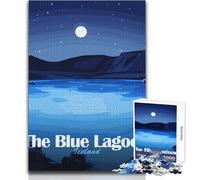 Puzzle per adulti 1000 pezzi La laguna blu Islanda Notte Bellissimo gioco di design Decorazione perfetta Giocattoli antistress Dimensioni 38x26cm