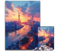 Puzzle per adulti 1000 pezzi La Torre delle Perle Orientali a Shanghai Puzzle Sfida del Cervello, Regalo perfetto per adolescenti e arredamento per la casa 26X38CM/10,23x14,96 pollici