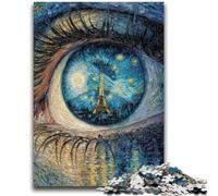 Puzzle per adulti 1000 pezzi La Torre Eiffel negli occhi Puzzle per adolescenti, antistress Sfida difficile Regali di Babbo Natale segreto (50x75cm)