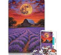 Puzzle per adulti 1000 pezzi Lavanda sotto la luna, giochi educativi Decorazione per la casa Gioco educativo per compleanno, Natale (75x50cm)