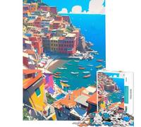 Puzzle per adulti 1000 pezzi Le affascinanti Cinque Terre per giochi educativi giocattoli educativi regali di Babbo Natale segreto per donne (dimensioni 50x75cm)