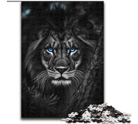 Puzzle per adulti, 1000 pezzi, leone bianco e nero, gioco interattivo per famiglie, adatto a partire dai 14 anni (dimensioni 26x38cm)