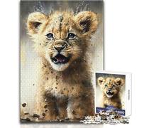 Puzzle per adulti 1000 pezzi Leone Disegno ad acquerello Gioco impossibile Taglio di precisione Regali di Babbo Natale segreto Dimensioni 38x26cm