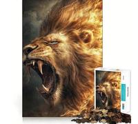 Puzzle per adulti 1000 pezzi Leone Nero Livrea Oro Taglio Preciso Divertente,Gioco di costruzione che concentra l'attenzione,Tempo libero divertente,Gioco artistico per compleanno 50x75cm