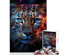 Puzzle per adulti 1000 pezzi Leopardo del cosmo Decorazione per la casa Giocattoli Opera d'arte Regalo Gioco impossibile Ogni pezzo è unico - Dimensioni 38x26cm