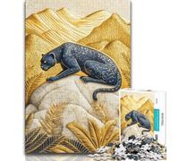 Puzzle per adulti 1000 pezzi Leopardo dorato, giochi educativi Decorazione per la casa Gioco educativo per compleanno, Natale (38x26cm)