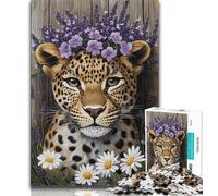 Puzzle per adulti 1000 pezzi, leopardo lavanda, aiuta il cervello a esercitare i giocattoli avvincenti per coltivare la pazienza, collezione di artisti, belle arti (38x26cm)