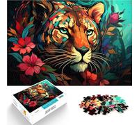 Puzzle per adulti, 1000 pezzi, leopardo leggendario colorato, per allenare il cervello e le mani per adolescenti dai 14 anni, 26 x 38 cm