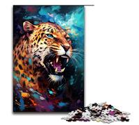 Puzzle per adulti 1000 pezzi Leopardo nel cratere circondato da schizzi Molti puzzle Giochi educativi per la casa Giocattoli fai da te Ottimo regalo per giochi 75x50 cm