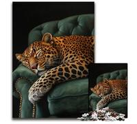 Puzzle per adulti 1000 pezzi "Leopardo sul divano", puzzle antistress per ammazzare il tempo in casa, un'opera d'arte per bambini dai 14 anni in su, 26x38cm