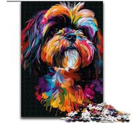 Puzzle per adulti 1000 pezzi Lhasa Apso Dog Art Puzzle in cartone, sviluppa la coordinazione occhio-mano, perfetto come regalo di compleanno 1000 pezzi(26x38cm)
