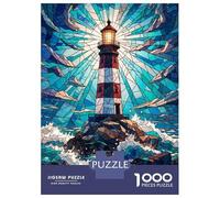 Puzzle Per Adulti 1000 Pezzi Lighthouse Stained Glass Puzzle Per Adulti Antistress Giocattoli Difficili Regali Unici Per Compleanno E Natale 38x26cm/1000pcs