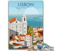 Puzzle per adulti 1000 pezzi Lisbona Portogallo Paesaggio urbano Giochi educativi fai da te Giocattoli per è ideale come regalo per tutta la famiglia (dimensioni 50x70cm)