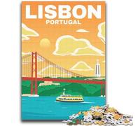 Puzzle per adulti 1000 pezzi LISBONA PORTOGALLO VIAGGIO ARTE per gioco educativo sfida giocattolo ideale come regalo per tutta la famiglia (dimensioni 38x52cm)