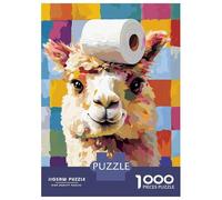 Puzzle Per Adulti 1000 Pezzi Llama with Toilet Paper Hat Puzzle Per Adolescenti Giochi Rilassanti Un'opera D'arte Regali Unici Per Compleanno E Natale 70x50cm/1000pcs