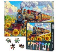 Puzzle per adulti, 1000 pezzi, locomotiva a vapore vintage in colori brillanti, puzzle jigsaw stimolante e rilassante, 1000 pezzi, con opere d'arte di alta qualità, 70 x 50 cm